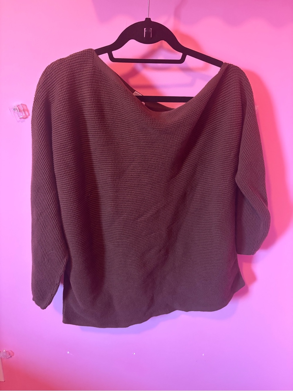 brown asymmetrical waffle shirt